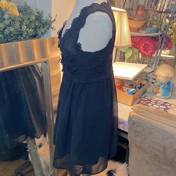 🌷 Pull&Bear 🌷 Rose Crochet Lace Embroidered Sheer Button Up Babydoll Dress - Picture 4 of 10